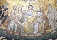 رسم يمثّل المسيح ومريم العذراء والتلاميذ، قبّة كنيسة سان دييغو (روما). -  ©Adyan